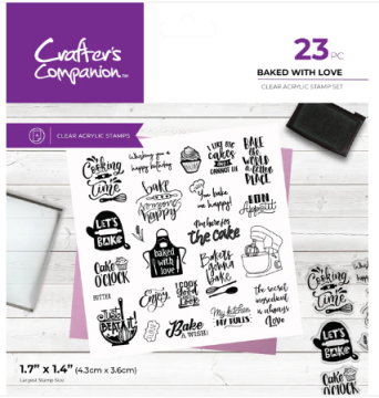 Crafter's Companion Kitchen Collection - Clear Acrylic Stamps - Baked With Love