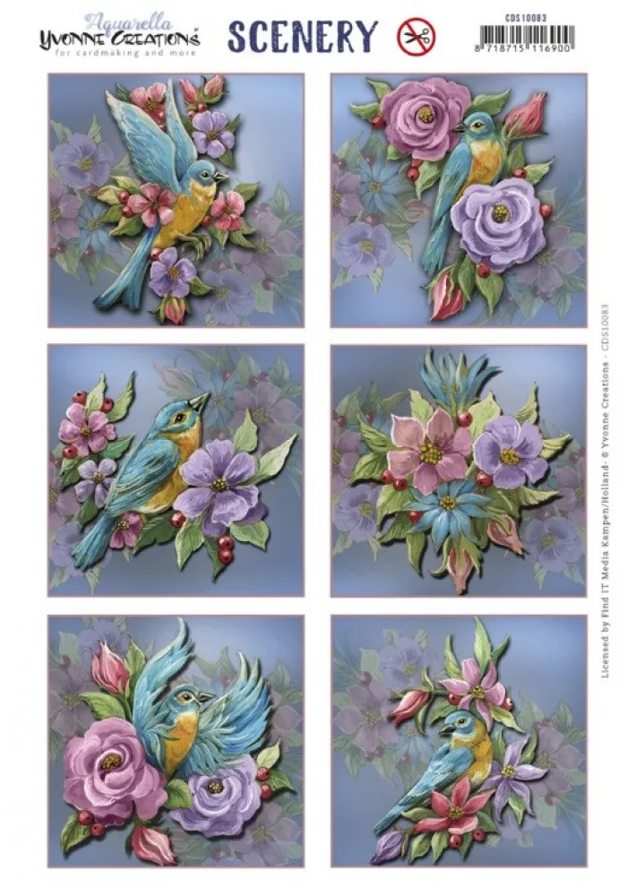 Birds & Flowers Die-Cut - Squares