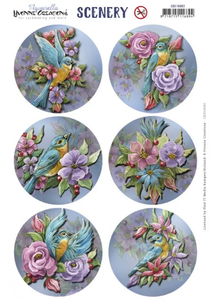 Birds & Flowers Die-Cut circles
