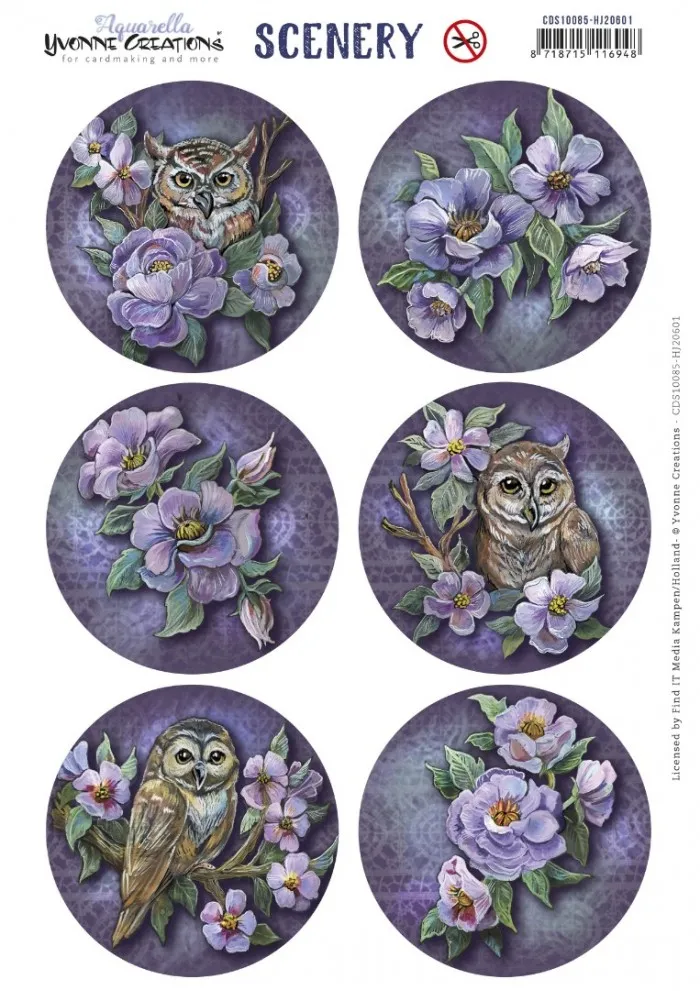 Owls & Flowers Die-Cut cirlces