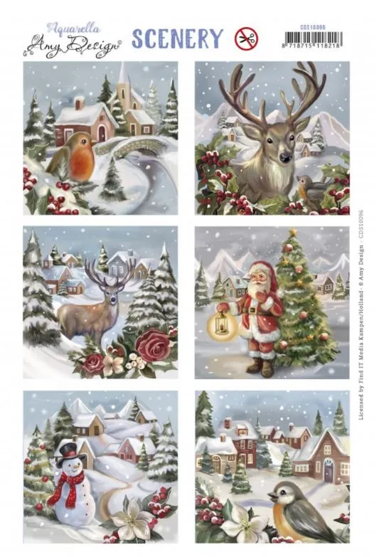 Christmas Scenery Die-cut Squares