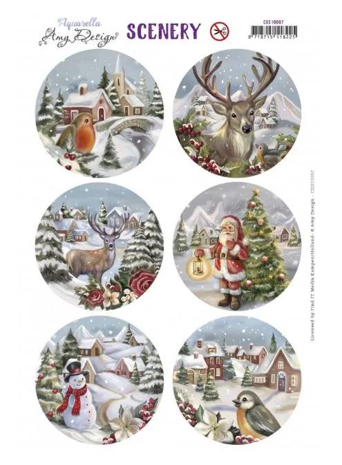 Christmas Scenery Die-cut Circles