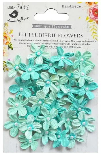 Artic Ice Pearl Petites Paper Flowers, 32 pieces
