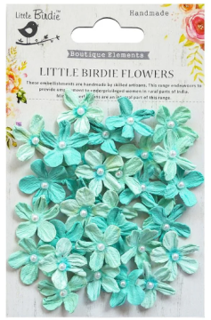 Artic Ice Pearl Petites Paper Flowers, 40 pieces
