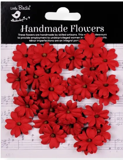 Cardinal Red Carin Paper Flowers, 30 pieces
