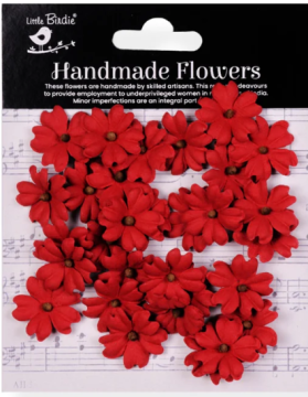Cardinal Red Carin Paper Flowers, 30 pieces