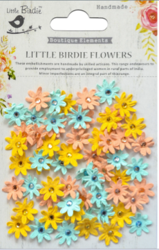 Pastel Palette Jeweled Paper Flowers, 60 pieces