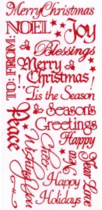 Christmas Greetings Dazzlesâ¢ Stickers, red