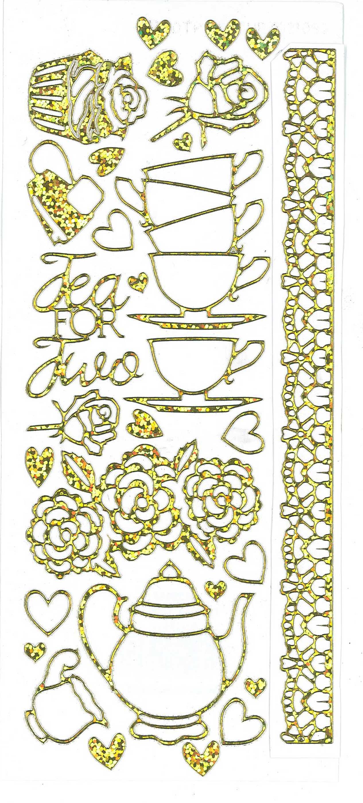 Teacup Dazzles™ stickers, gold sparkle