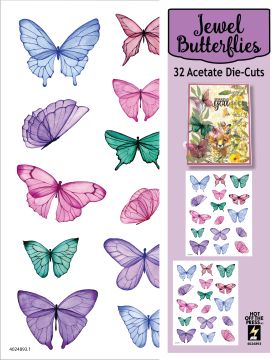 Jewel Butterflies Die-Cut Acetate, 32 pieces