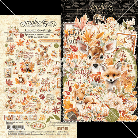 Autumn Greetings Ephemera Set, 69 pieces