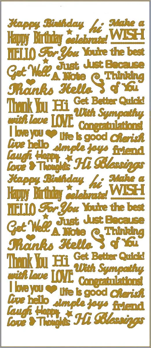 Gold Tiny Words & Phrases Dazzlesâ¢ Stickers
