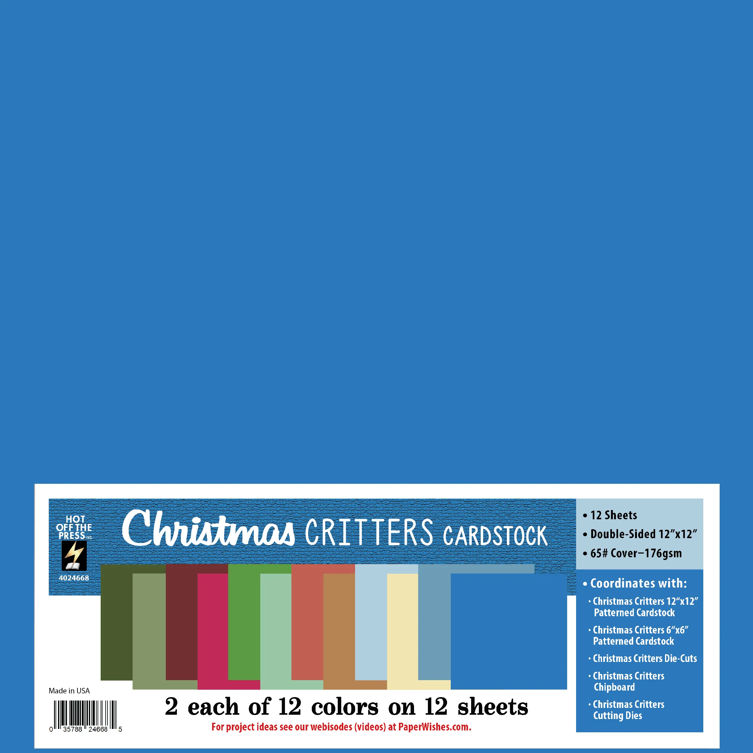 Christmas Critters 12x12 Solid Cardstock