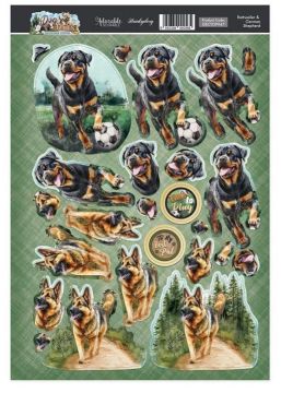 Rottweiler & German Shepherd Decoupage Topper Sheet