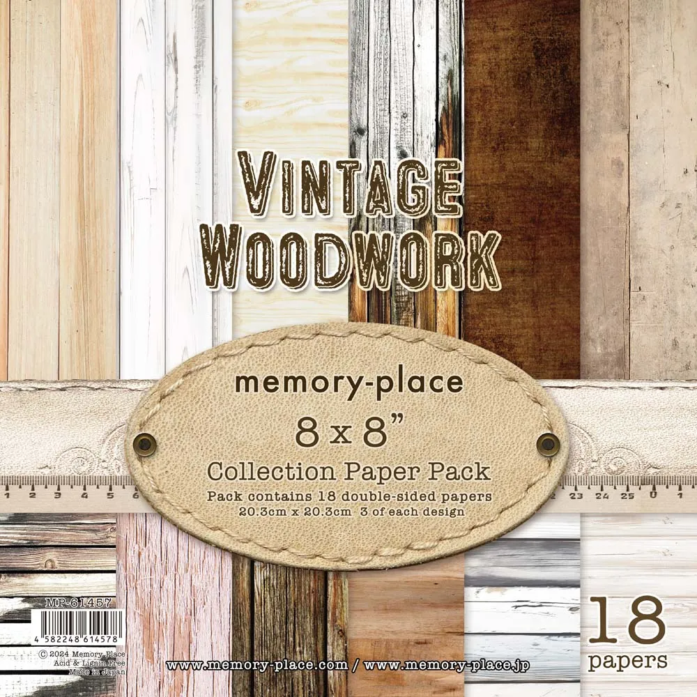 Vintage Woodwork 8x8 Papers, 18 sheets