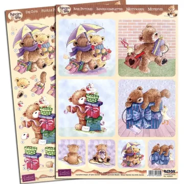 Popcorn the Bear 3D Precut -Christmas Tree & Presents