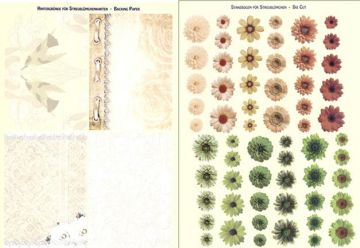 3D Precuts - Realistic Small Flowers (matching backing design) Cream, Apricot, Green