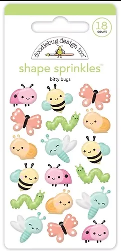 Bitty Bugs Adhesive Glossy Enamel Shapes, 18 pieces