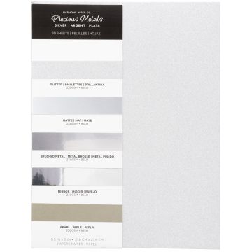 Silver Harmony Precious Metals Cardstock, 8.5x11, 20 sheets