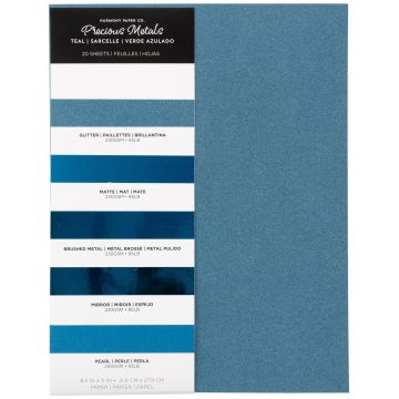 Teal Harmony Precious Metals Cardstock, 8.5x11, 20 sheets