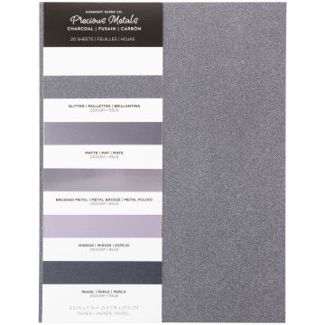 Charcoal Harmony Precious Metals Cardstock, 8.5x11, 20 sheets