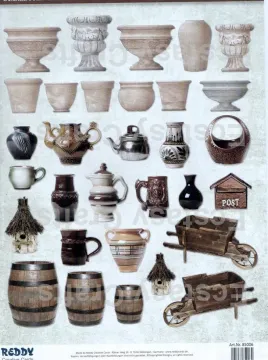 Pre Cut Sheets - Pots, barrels and wheelbarrow