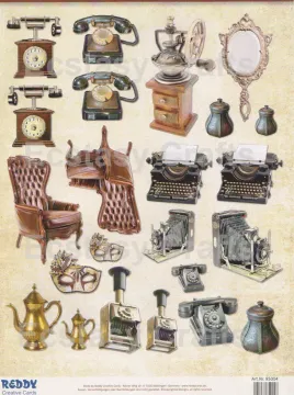 Pre Cut Sheets - Telephone, Camera, Typewriter and Chair