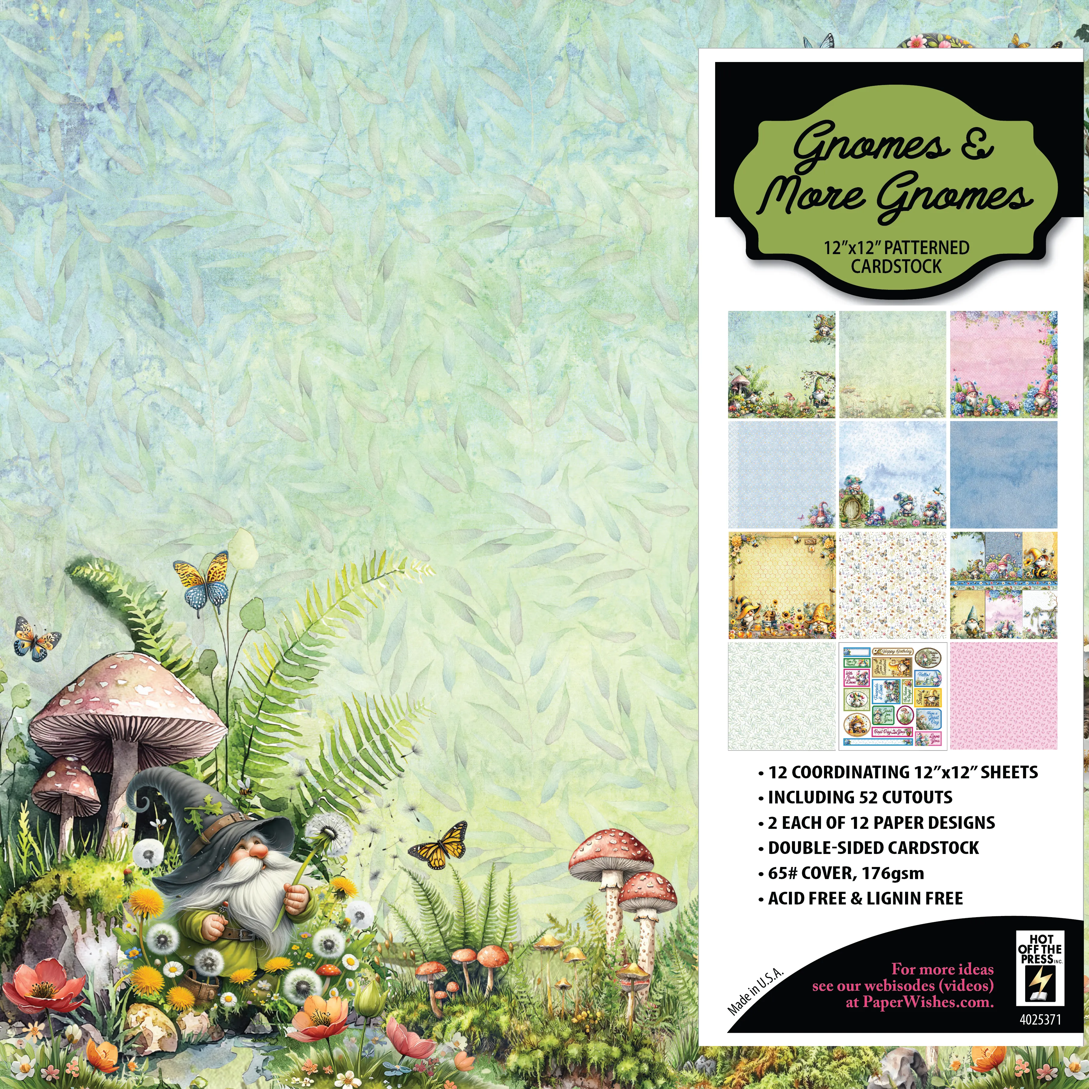 Gnomes & More Gnomes 12x12 Patterned Cardstock
