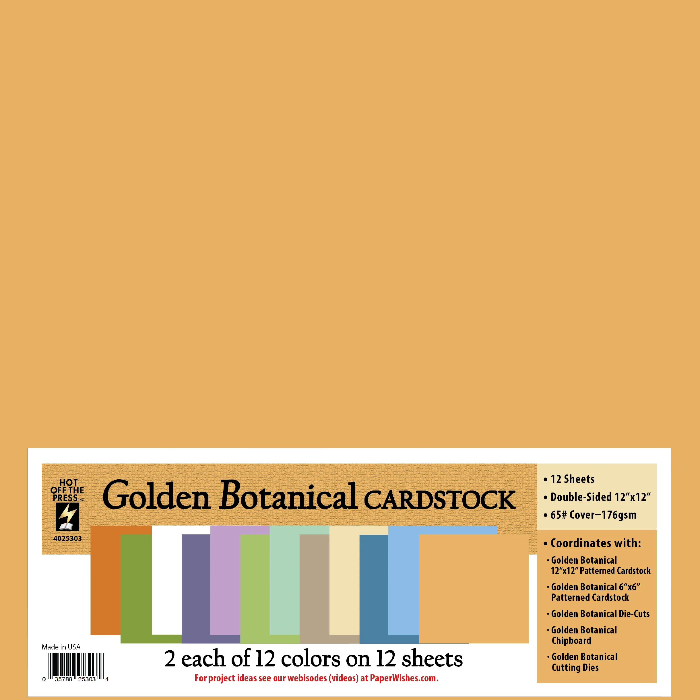 Golden Botanical 12x12 Solid Cardstock