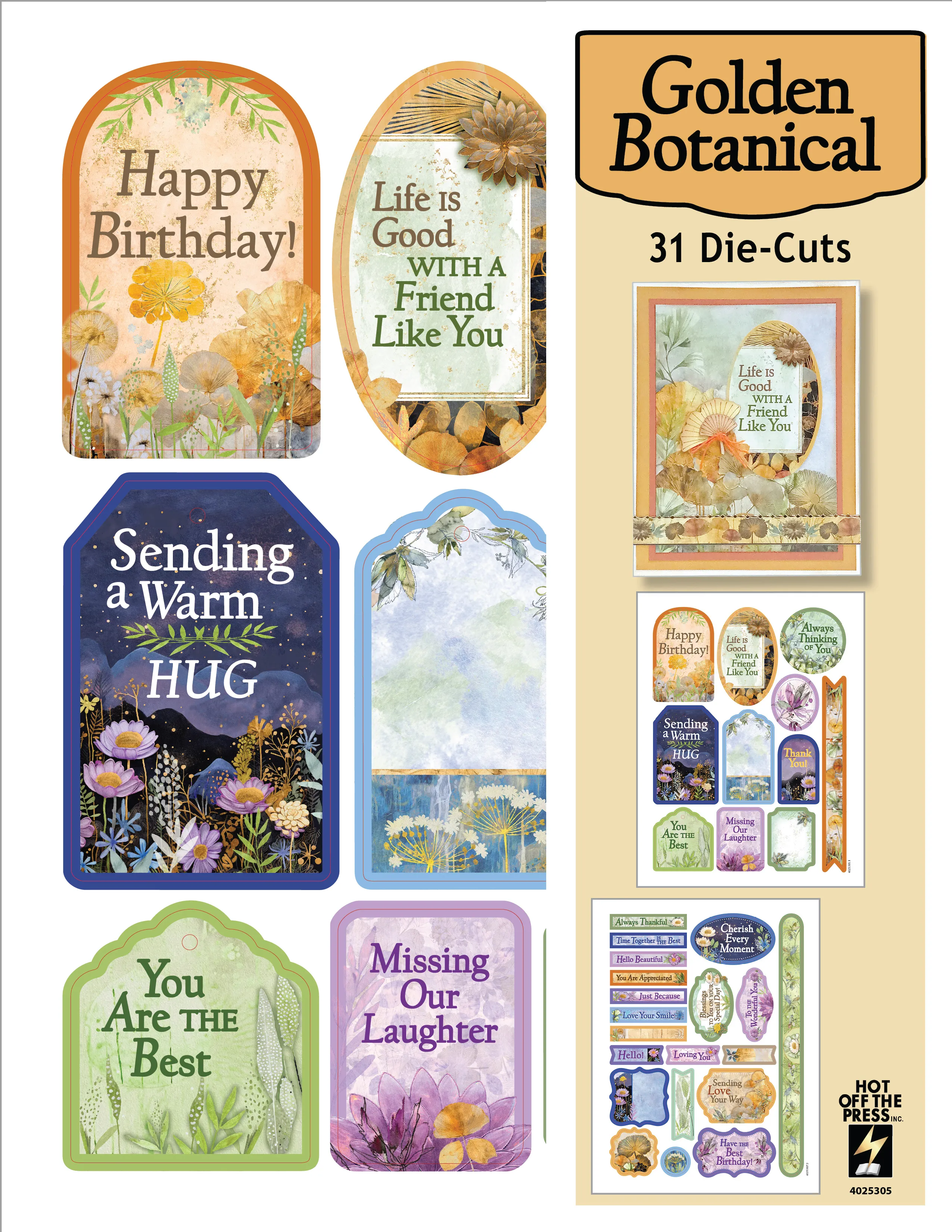 Golden Botanical Die-Cuts, 31 pieces