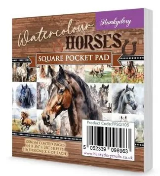 Watercolour Horses Square Pocket Pad