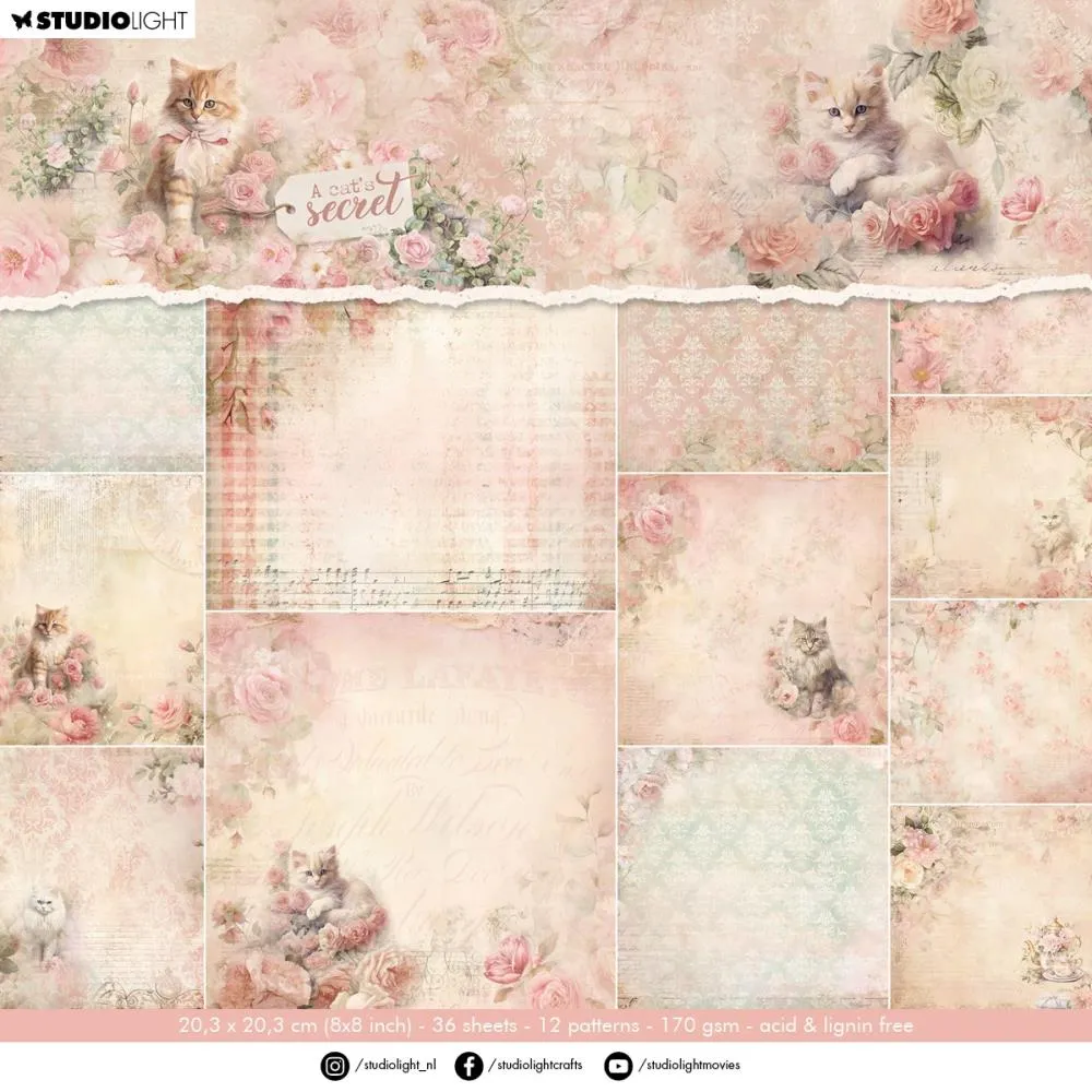 A Cat's Secret 8x8 Papers, 36 sheets