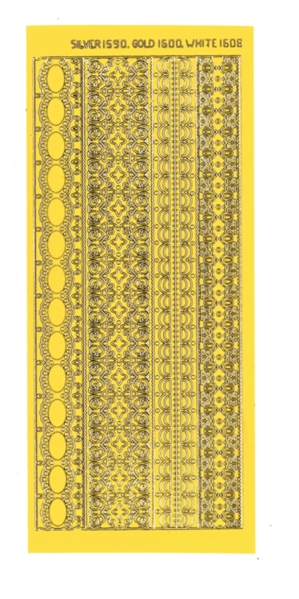 Yellow Fancy Borders Lace Dazzles  Stickers, 13 pieces