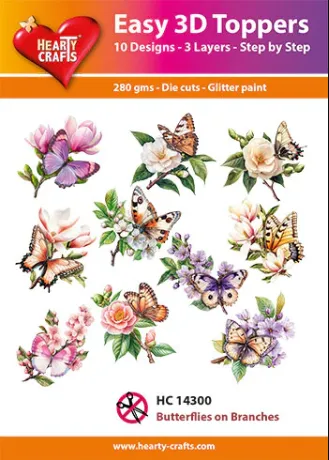 Butterflies on Branches 3D Toppers, 30 pieces