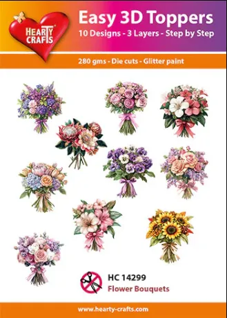 Flower Bouquets 3D Toppers, 30 pieces