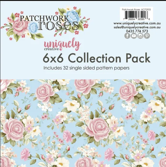 Patchwork Roses 6x6 papers, 32 sheets