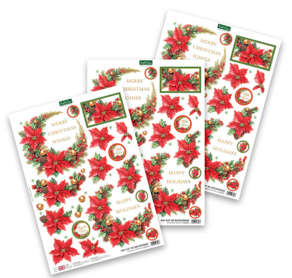 Christmas Flowers Die-Cuts, 3 sheets