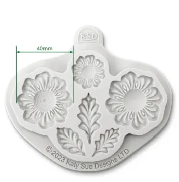 Fabric Flowers & Fancy Leaves Silicone Mold