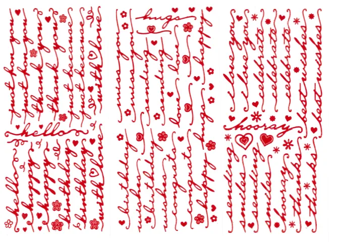 Script Greetings Red Dazzlesâ¢ Stickers, 3 sheets