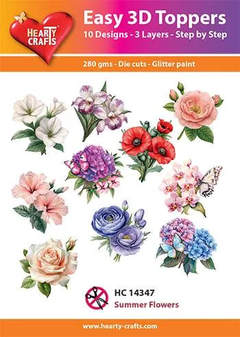 Summer Flowers 3D Toppers, 30 pieces
