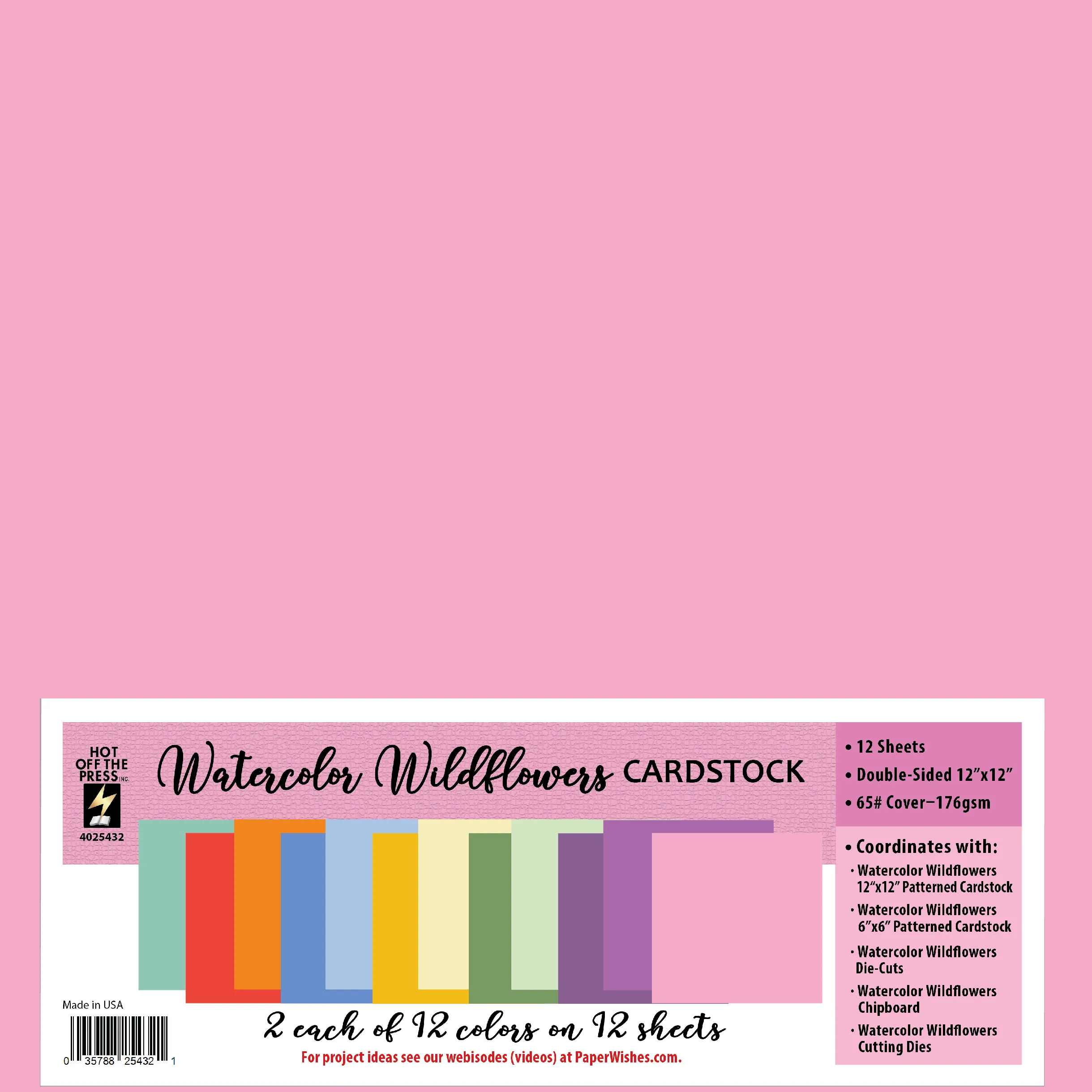 Watercolor Wildflowers 12x12 Solid Cardstock