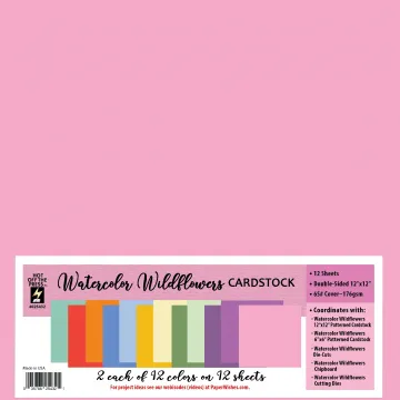 Watercolor Wildflowers 12x12 Solid Cardstock