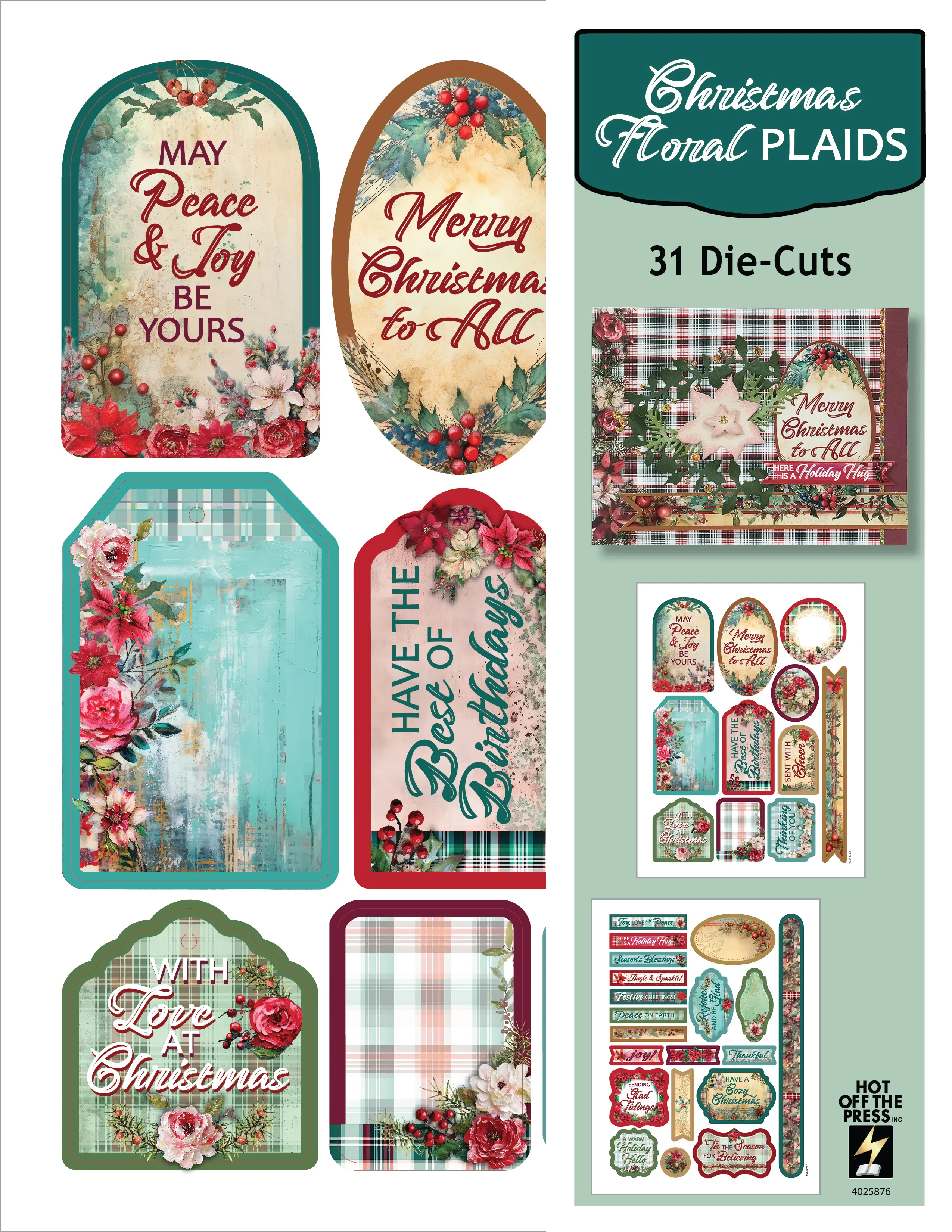 Christmas Floral Plaids Die-Cuts