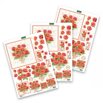 Red Roses, 3 Die-Cut Sheets