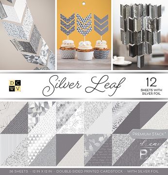 Silver Leaf Cardstock, 36 Sheets/12 foiled