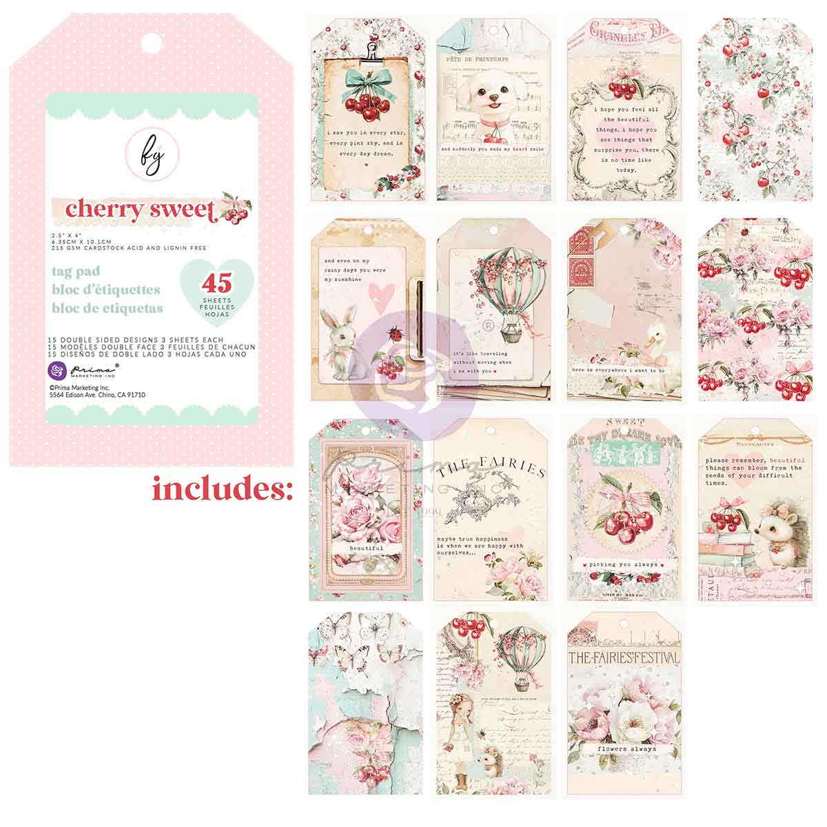 Cherry Sweet Tags, 45 pieces