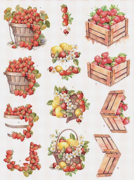 Strawberries in a Basket Die-Cuts Sheet
