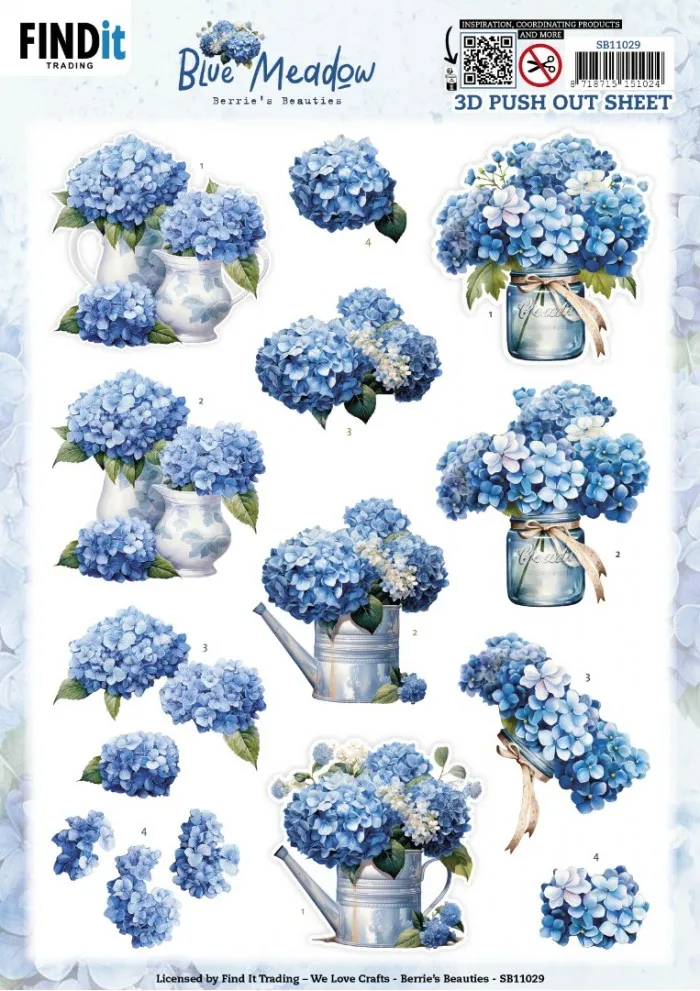 Blue Meadow Vase 3D Die-Cuts Sheet