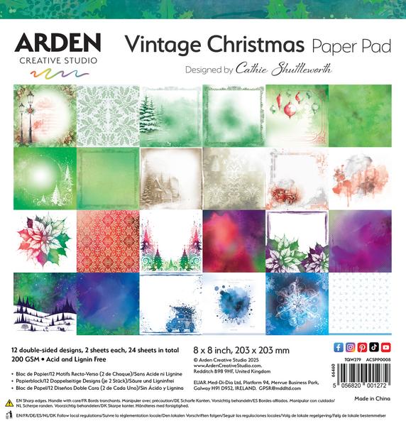 Vintage Christmas 8x8 papers, 24 sheets