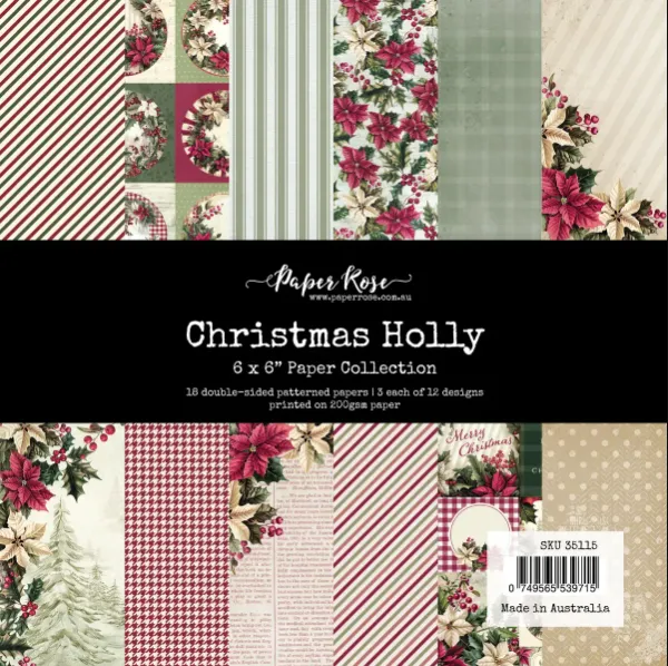 Christmas Holly 6x6 Papers, 18 sheets